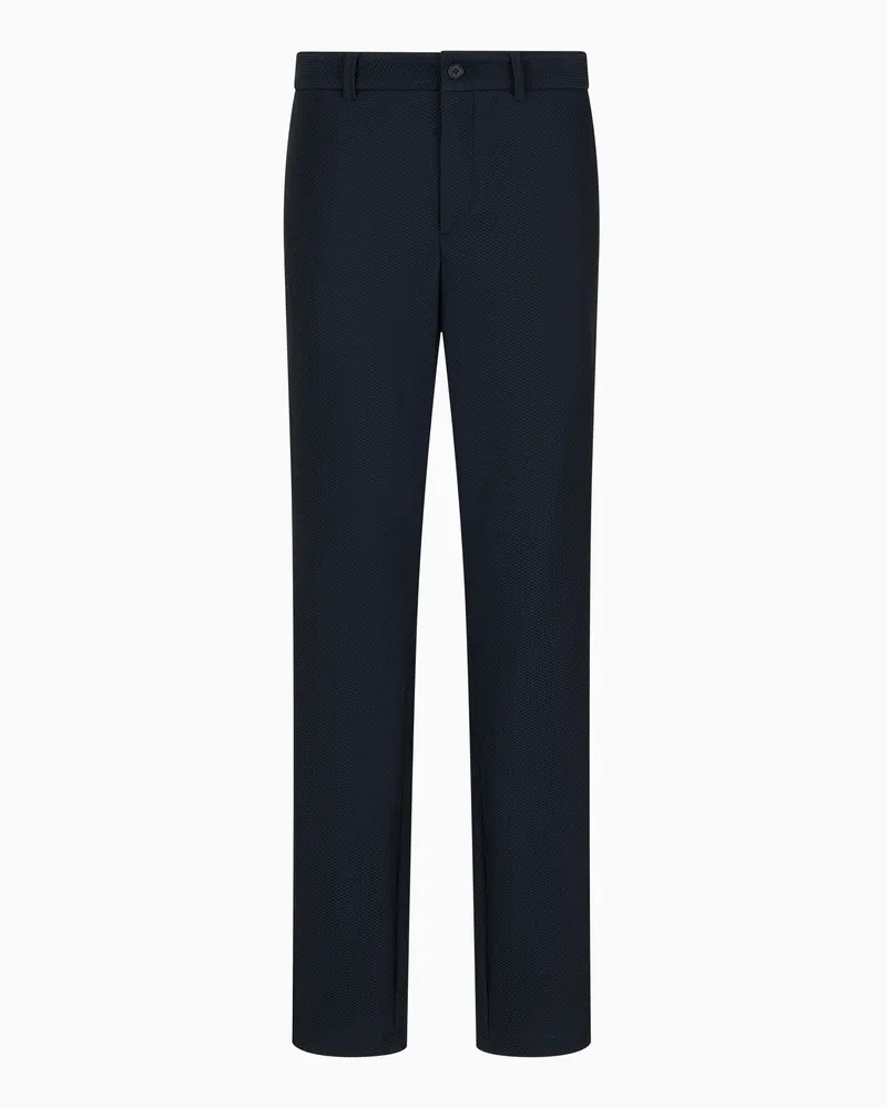 Giorgio Armani Flatfront-Hose aus geprägtem Funktionsstoff Marineblau