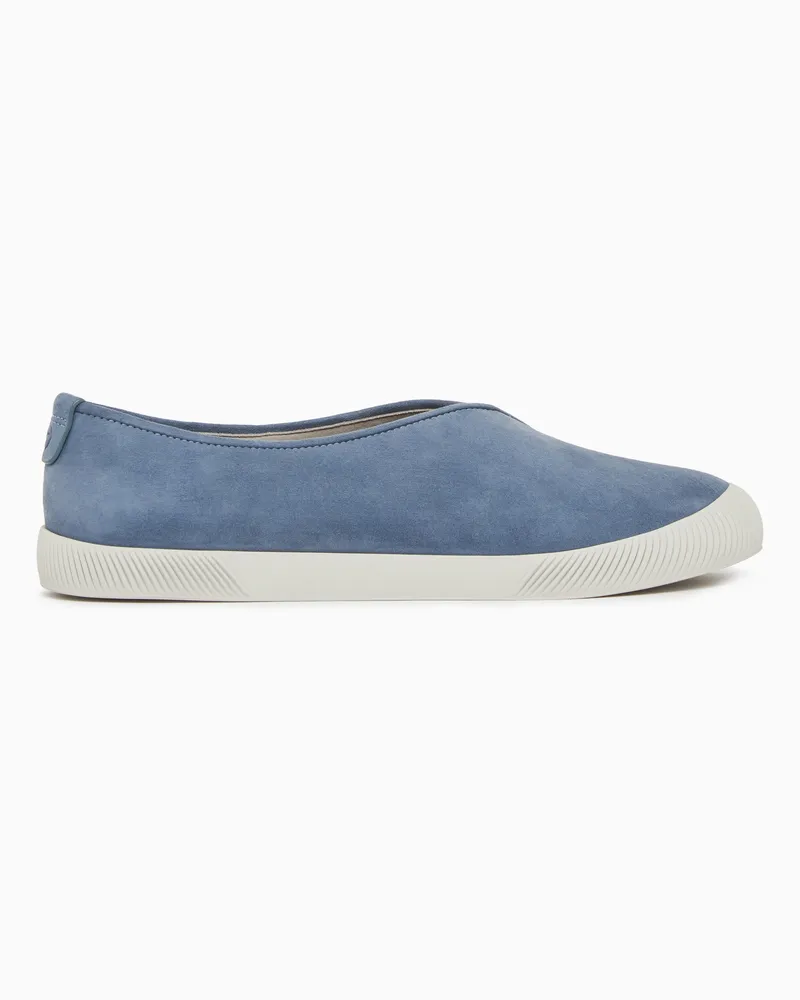 Giorgio Armani Slip-Ons aus Veloursleder Hellblau