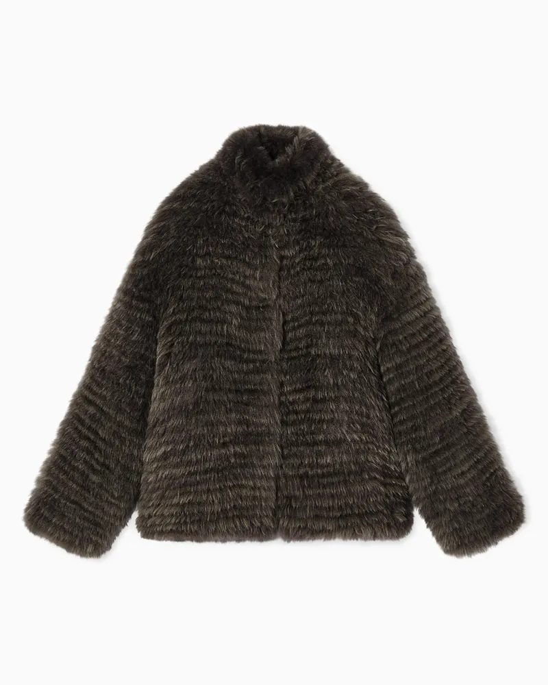 Giorgio Armani Oversize-Blouson aus zweifarbigem Kaschmir Braun
