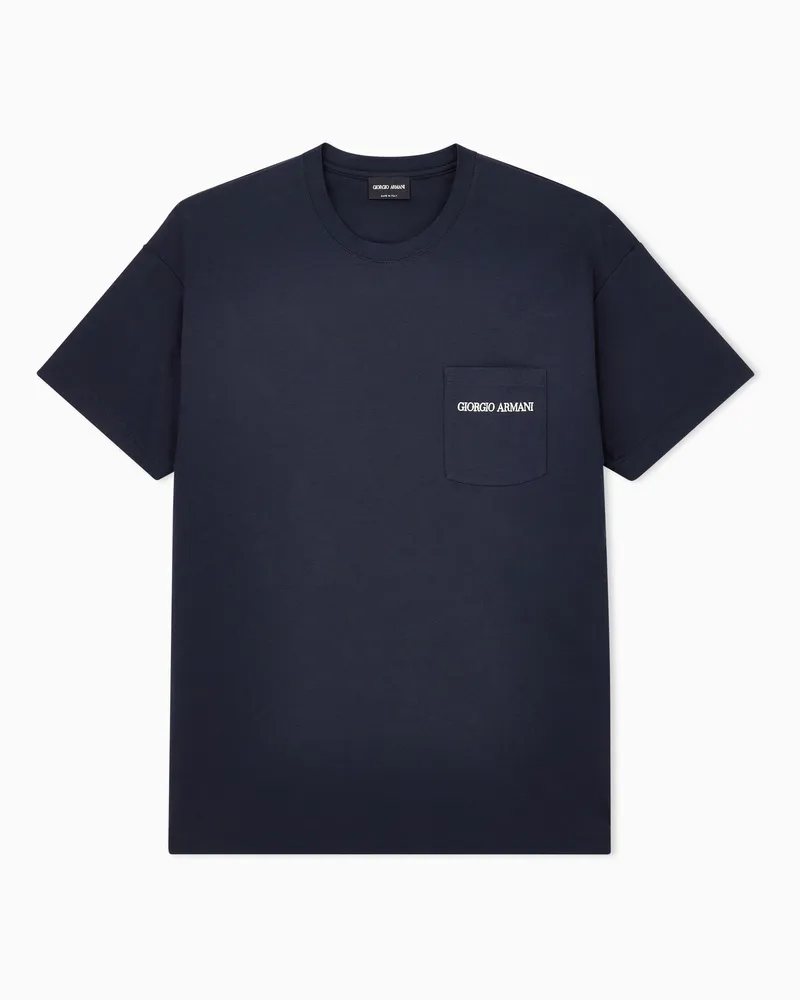 Giorgio Armani T-Shirt aus Baumwoll-Interlockjersey Marineblau