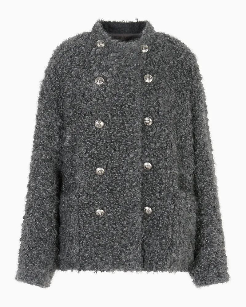 Giorgio Armani Caban aus Mohair-Wolle und Bouclé-Schurwolle Grau