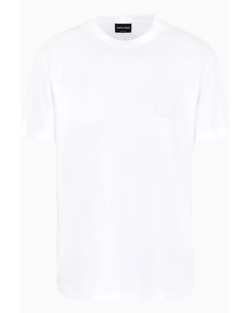 Giorgio Armani T-shirt mit Rundhalsausschnitt Aus Reinem Baumwoll-interlock Weiss