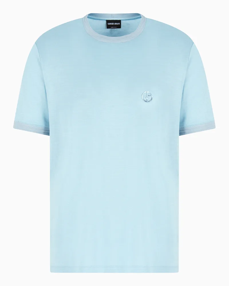 Giorgio Armani Oversize-T-Shirt aus Seide, Leinen und Baumwolle Hellblau
