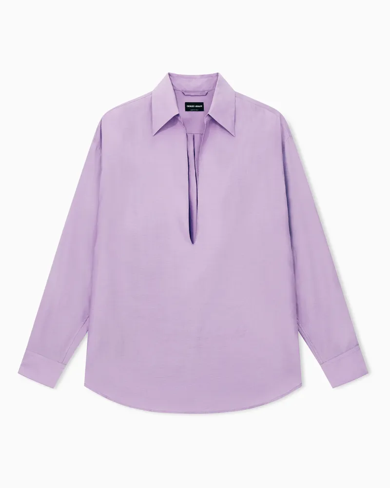 Giorgio Armani Offenes Hemd aus Lyocell und Seide Violett