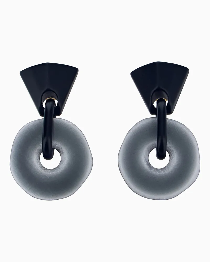 Giorgio Armani Ohrringe mit geometrischem Design aus Methacrylat und Messing Grau