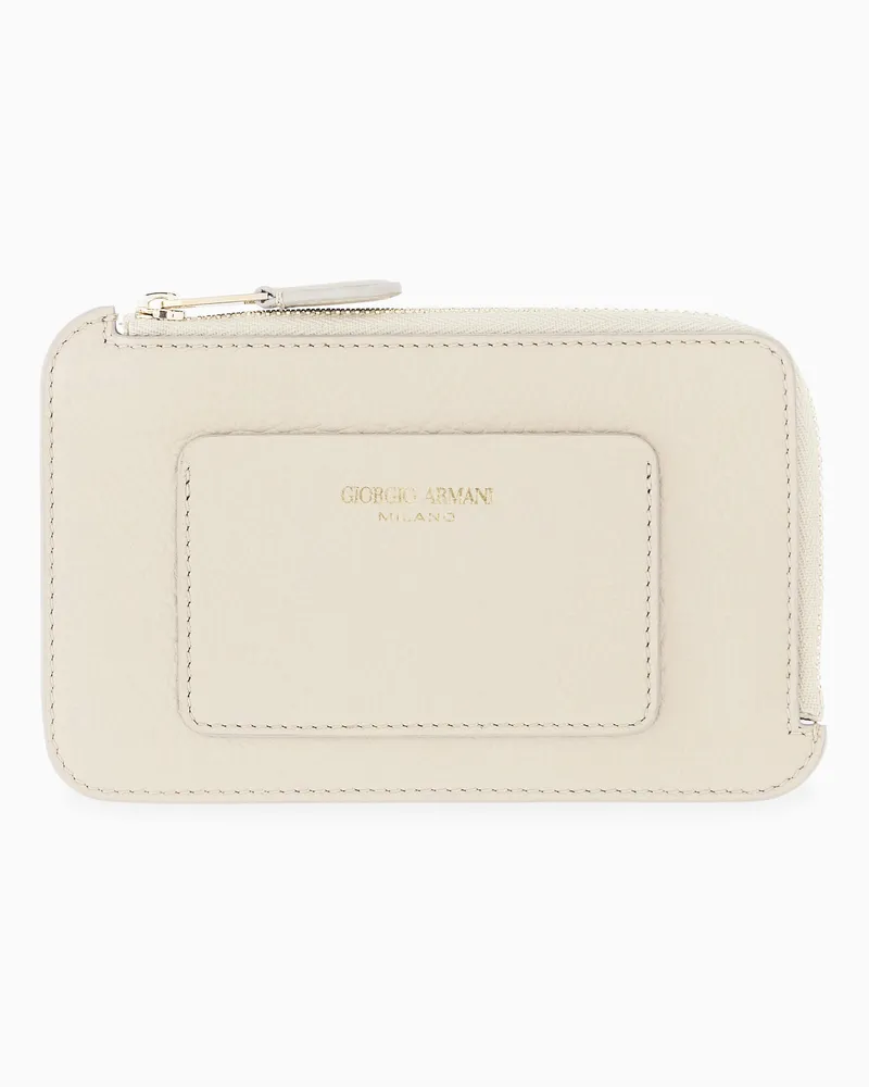 Giorgio Armani Geldbörse aus genarbtem Leder mit Reißverschluss Beige