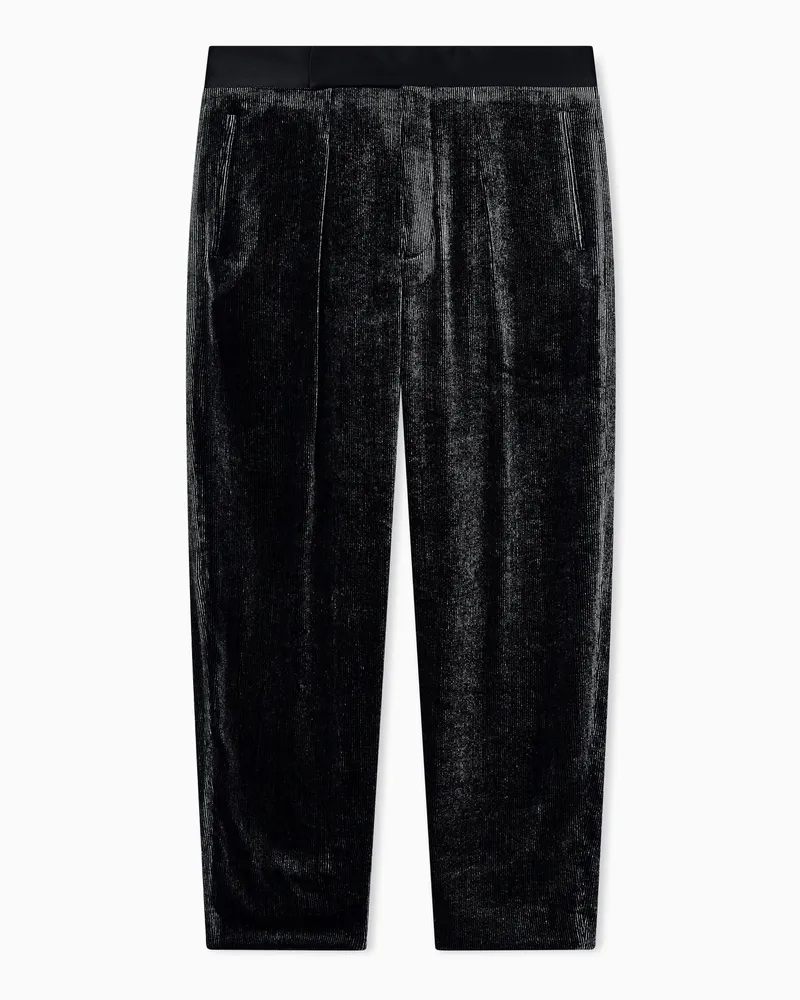 Giorgio Armani Hose Giorgio's mit Regularschnitt aus Samt mit geradem Bein Schwarz