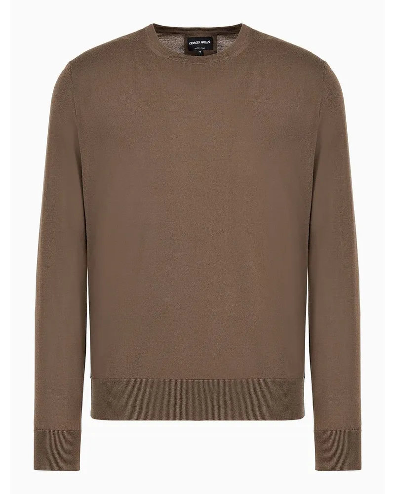 Giorgio Armani Pullover mit Rundhalsausschnitt Aus Schurwolle Braun