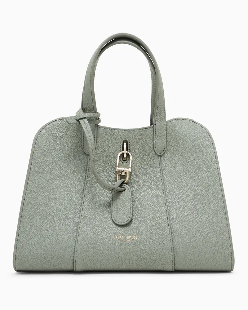 Giorgio Armani Kleine Totebag aus genarbtem Leder Grün