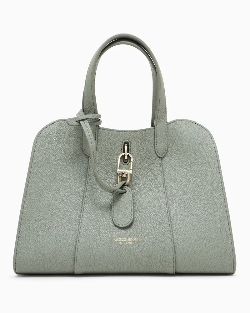 Giorgio Armani Kleine Totebag aus genarbtem Leder Grün