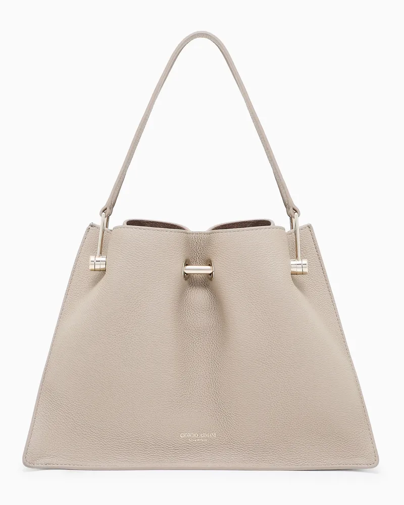 Giorgio Armani Kleine Einkaufstasche aus Veloursleder Beige