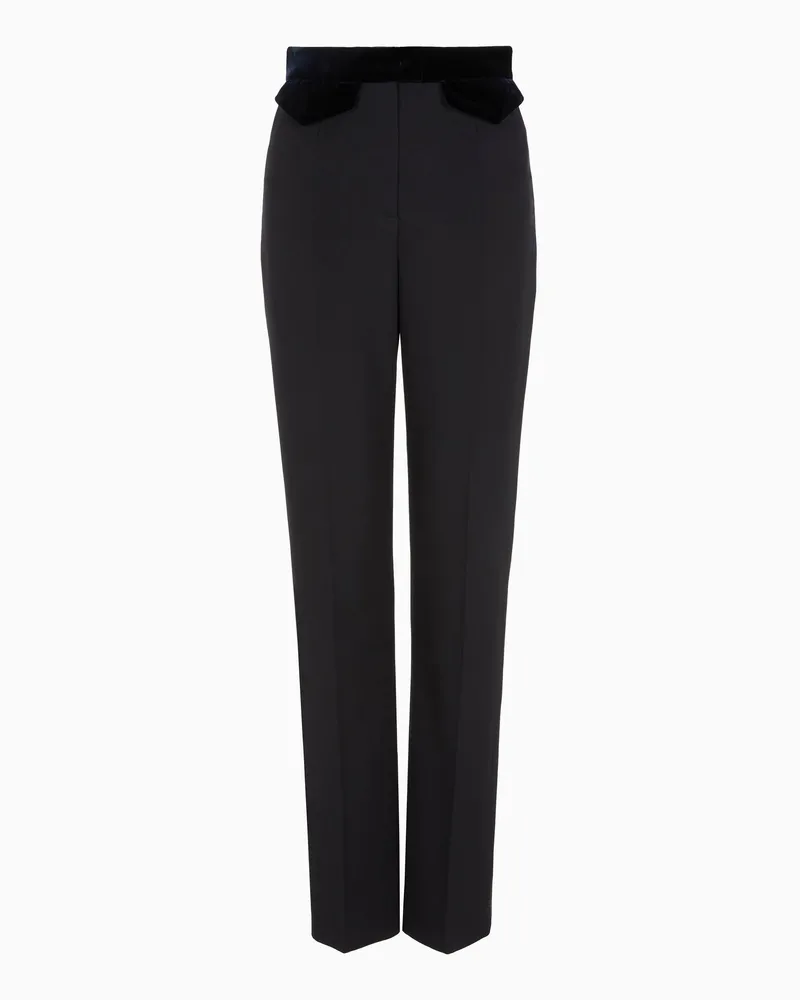 Giorgio Armani Gerade geschnittene Hose aus Grain-De-Poudre-Schurwolle und Samt Gemustert