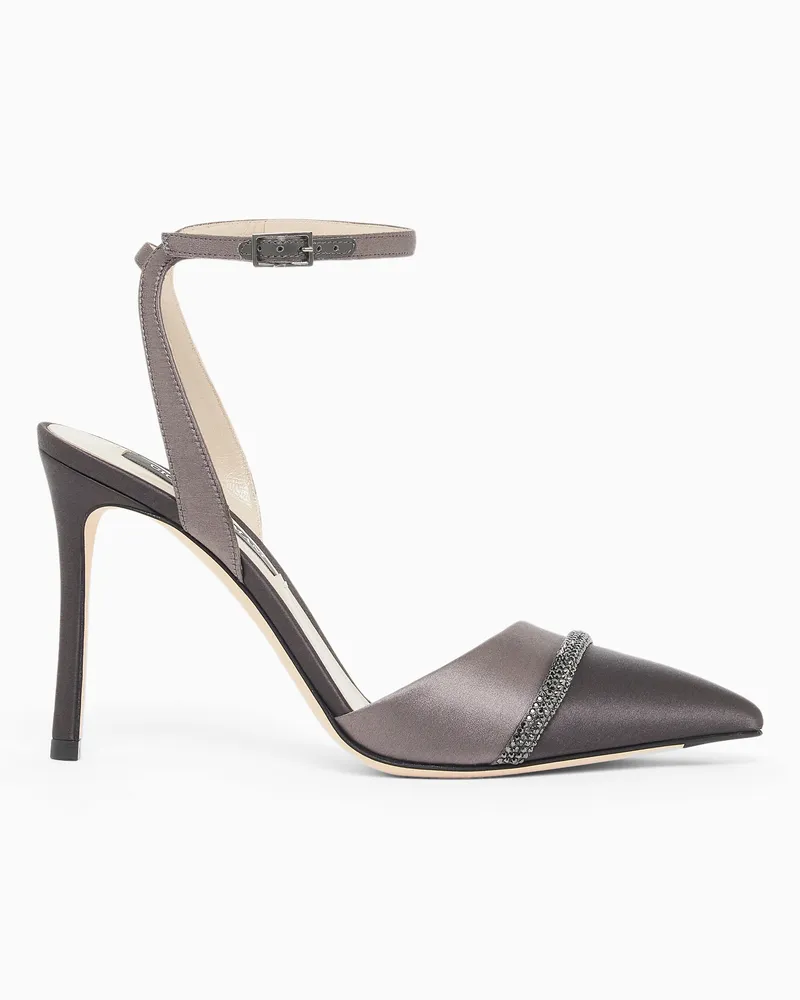Giorgio Armani Pumps mit Riemen aus zweifarbigem Satin Grau