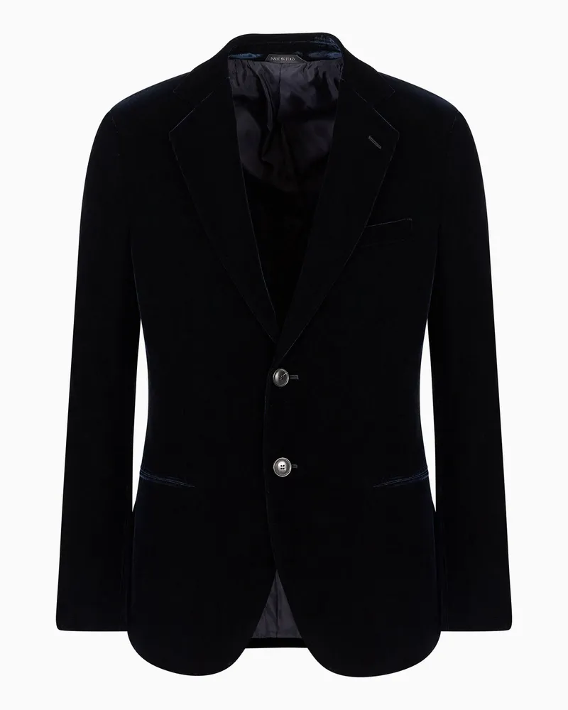 Giorgio Armani Einreihiges Sakko Icon aus der George-Reihe aus Stretch-Samt Marineblau