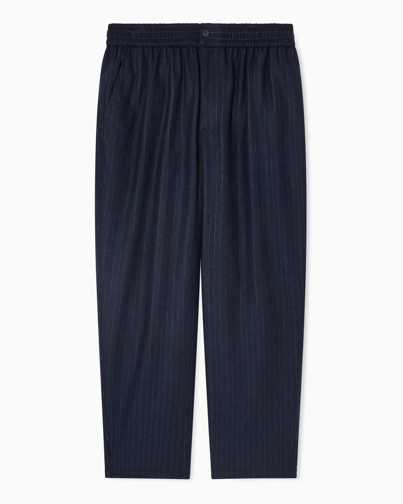 Giorgio Armani Flatfront-Hose aus Kaschmirstoff und Wolle mit Nadelstreifen Blau