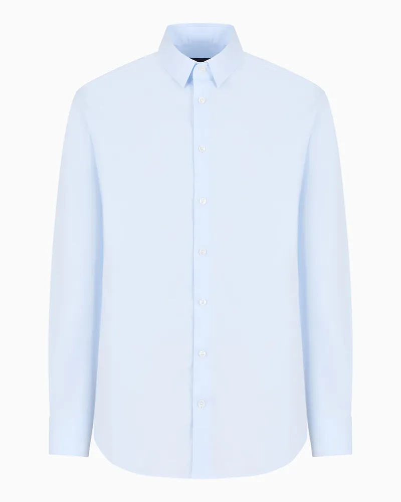 Giorgio Armani Stretchhemd mit Kragen mit Stäbchen Hellblau