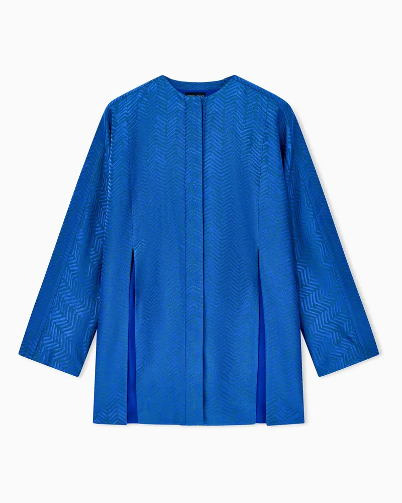 Giorgio Armani Blazer aus Jacquard-Viskose mit Chevron-Motiv Blau