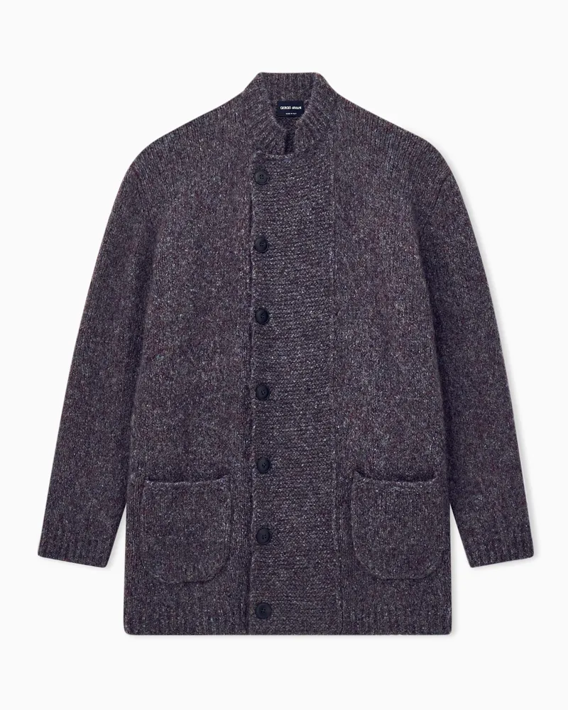 Giorgio Armani Strickblazer aus Kaschmir und Seide mit Knopfleiste Blau