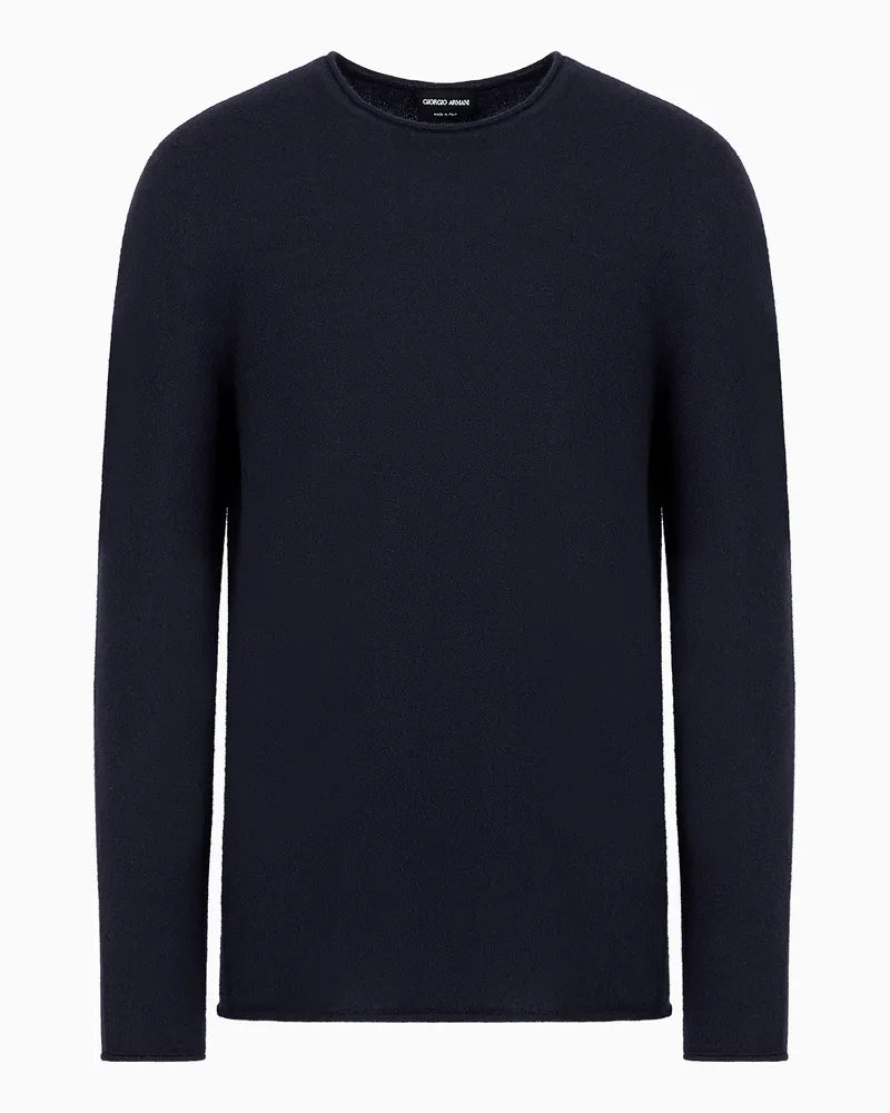 Giorgio Armani Rundhalspullover Icon aus Kaschmir-Interlock Marineblau