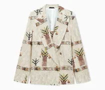 Doppelreihiges Sakko aus Lyocell und Seide mit Print