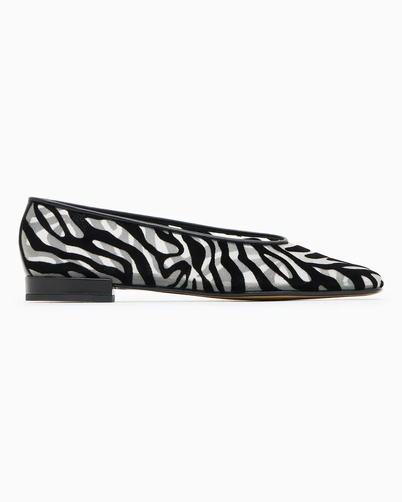 Giorgio Armani Ballerinas aus beflocktem Mesh mit Zebramuster 