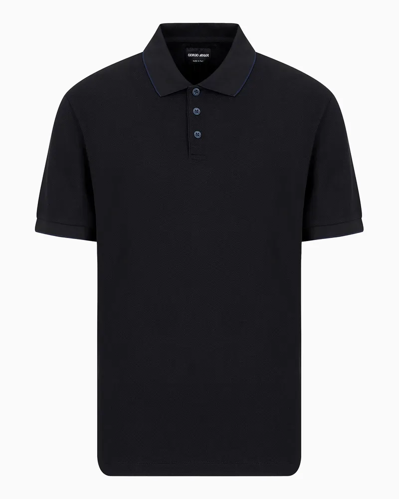 Giorgio Armani Poloshirt aus Baumwollpikee mit Lisle-Garn Schwarz