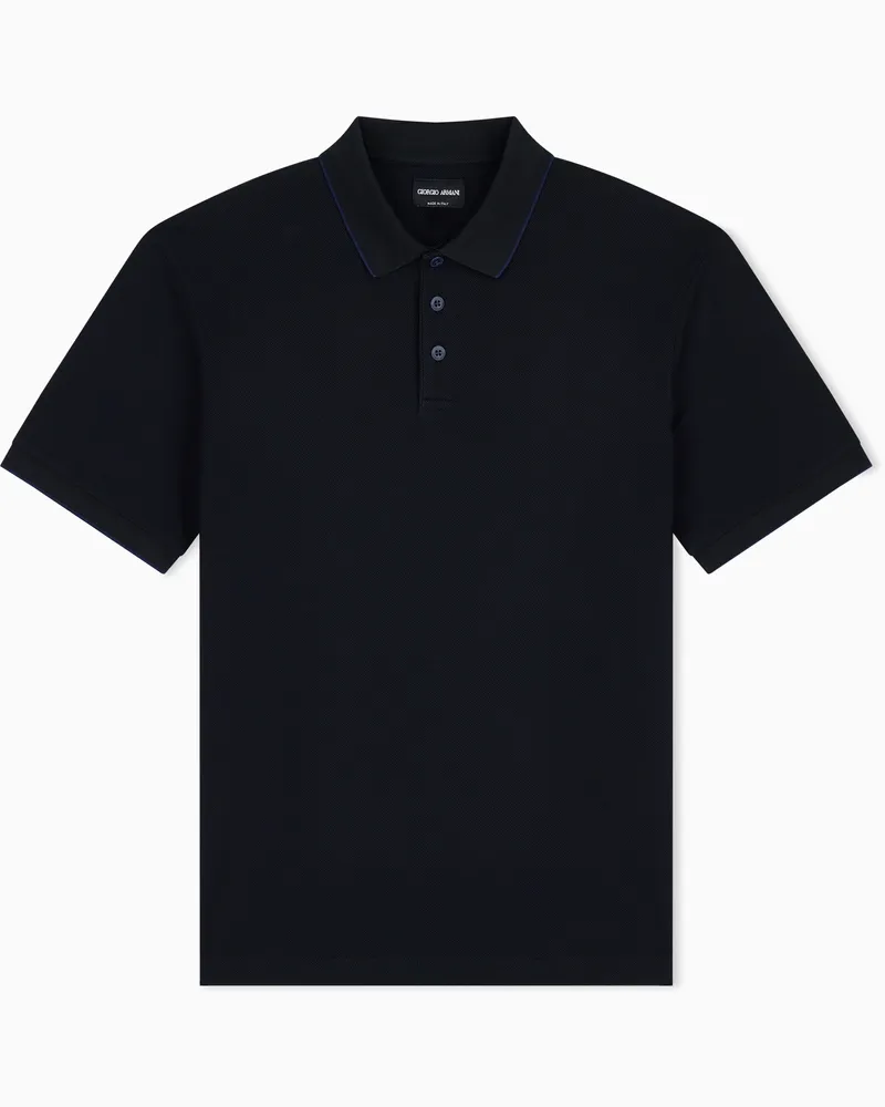 Giorgio Armani Poloshirt aus Baumwollpikee mit Lisle-Garn Schwarz