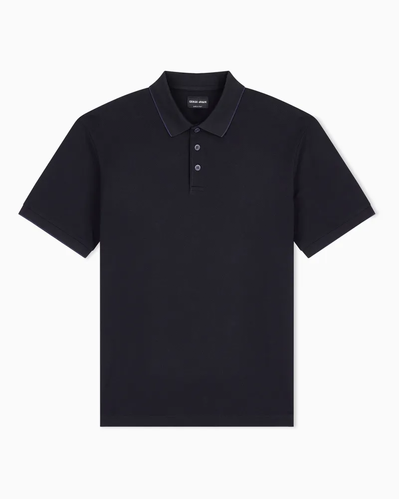 Giorgio Armani Poloshirt aus Baumwollpikee mit Lisle-Garn Schwarz