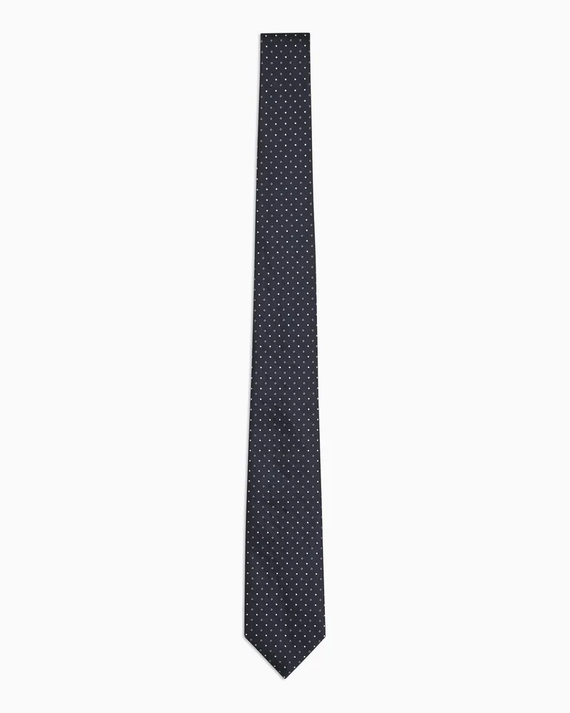 Giorgio Armani Krawatte Seiden-Jacquard mit Mikro-Punkten Blau