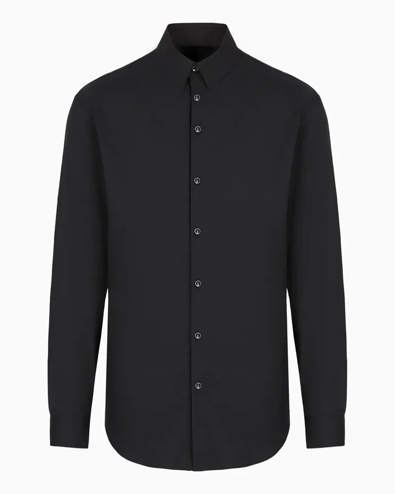 Giorgio Armani Stretchhemd mit Kragen mit Stäbchen Schwarz