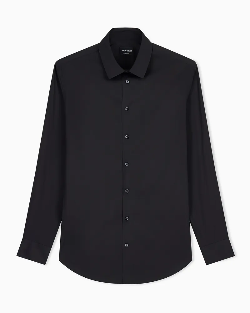 Giorgio Armani Stretchhemd mit Kragen mit Stäbchen Schwarz