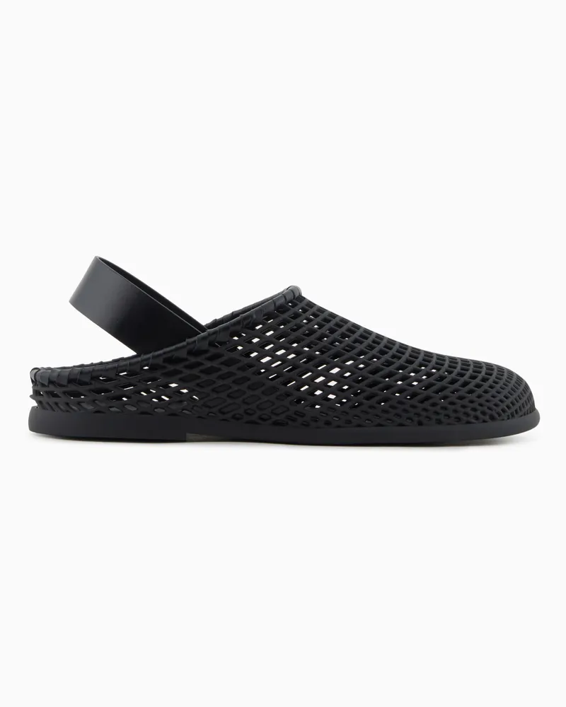 Giorgio Armani Sandalen aus Leder und Gummi Schwarz