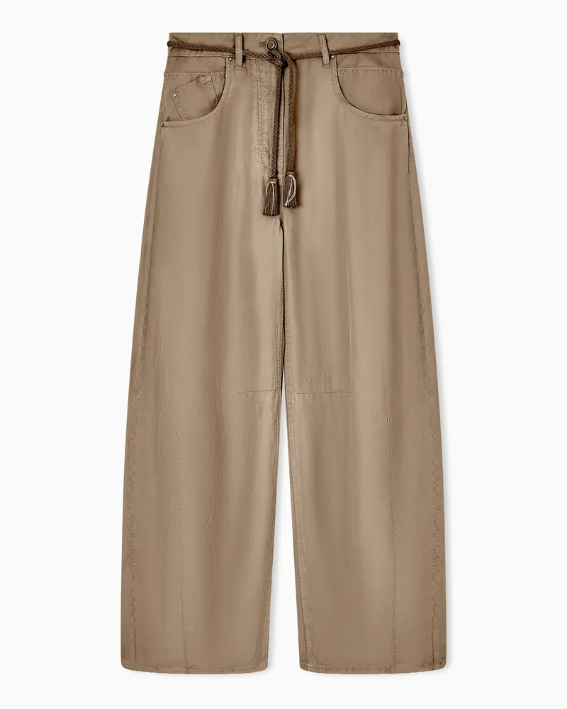 Giorgio Armani Hose aus Cupro und Leinen mit Gürtel Braun