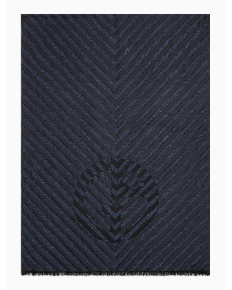 Giorgio Armani Stola Aus Seide und Schurwolle In Jacquard-verarbeitung Blau