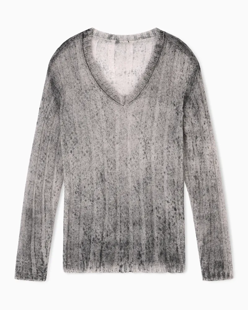 Giorgio Armani Pullover mit V-Ausschnitt aus Schurwolle Grau