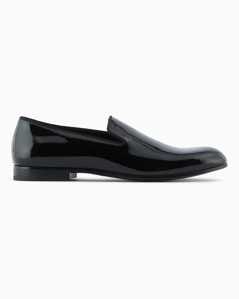 Giorgio Armani Mokassins aus Lackleder Schwarz