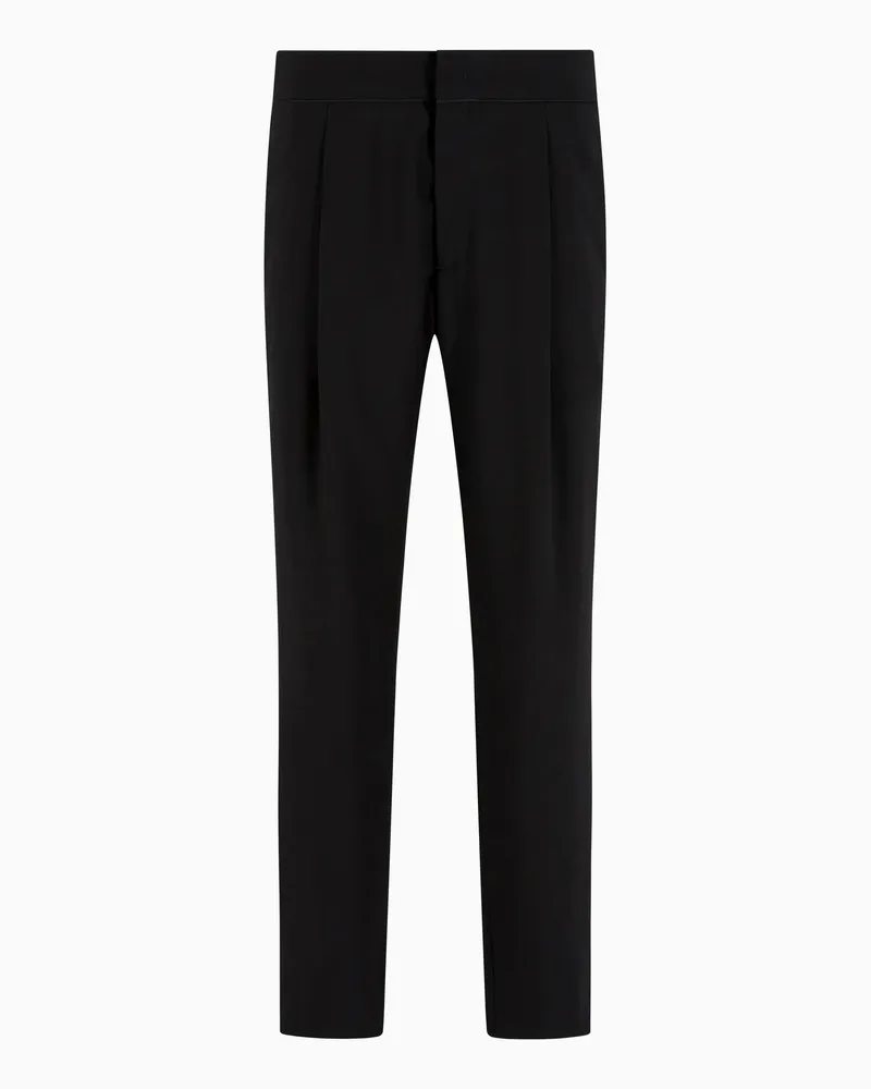 Giorgio Armani Palazzo-Hose aus Krepp aus reiner Schurwolle Schwarz