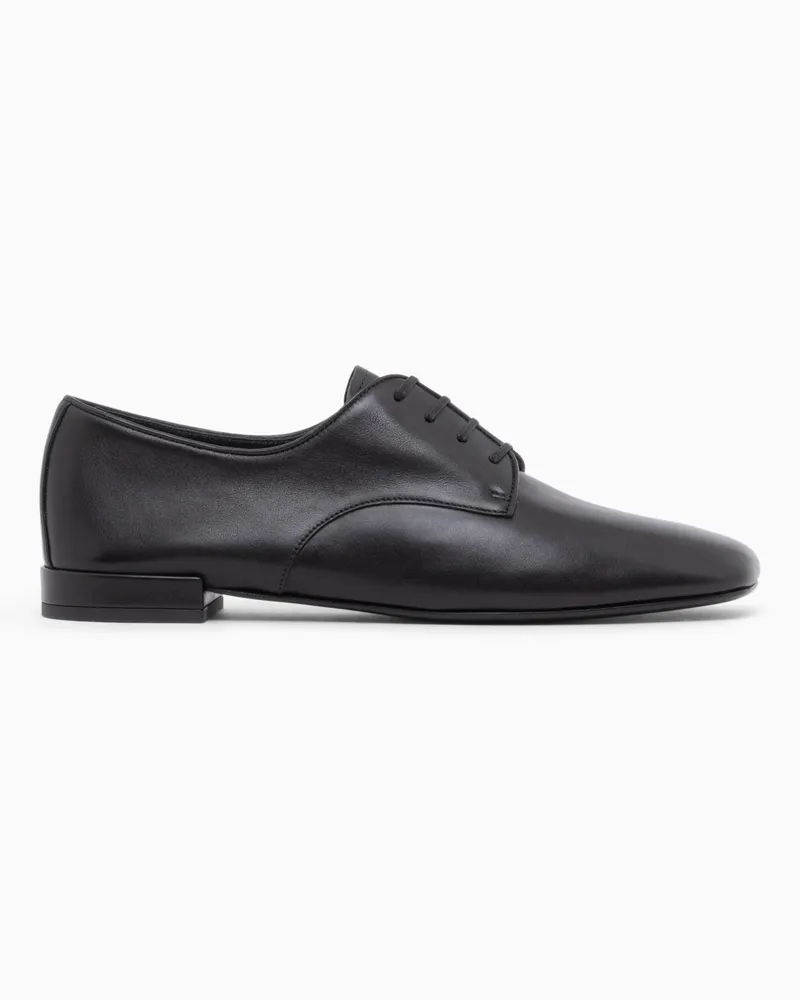 Giorgio Armani Schnürschuh aus Glattleder mit flachem Absatz Schwarz