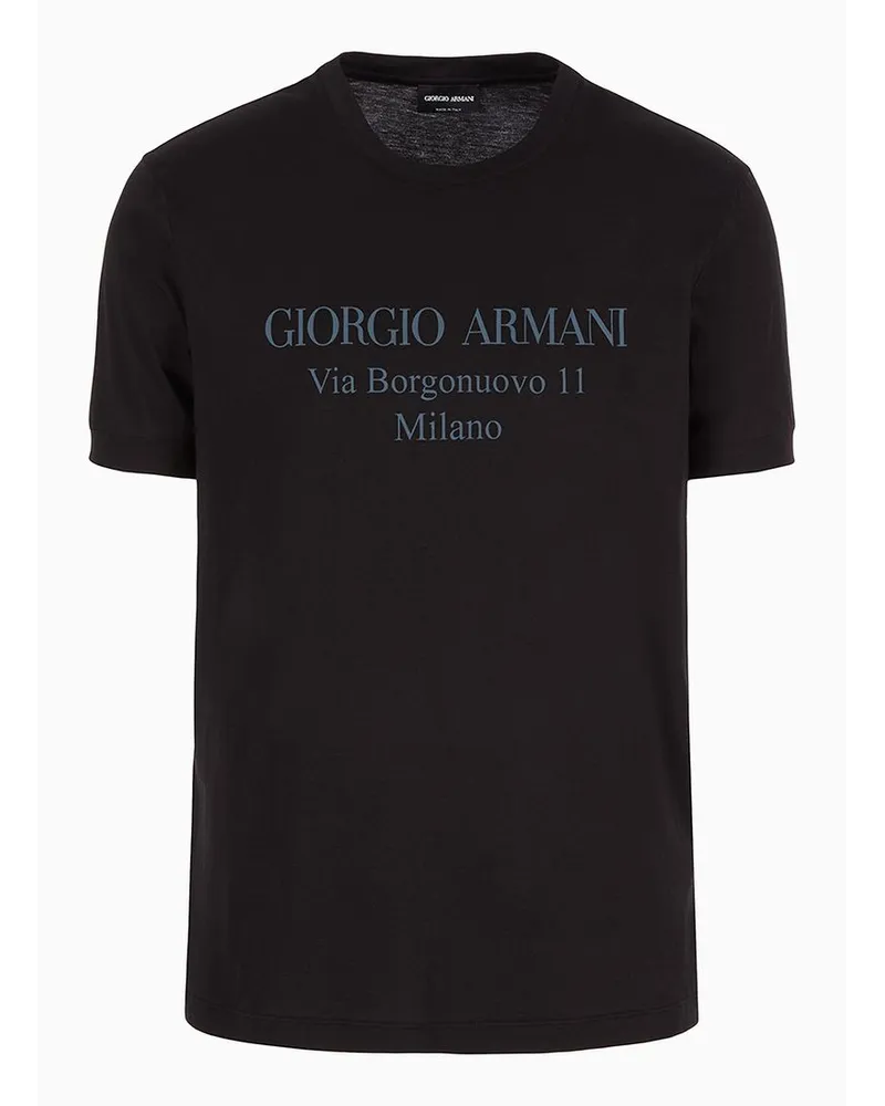 Giorgio Armani T-shirt mit Rundhalsausschnitt Der Borgonuovo 11-reihe Aus Pima-baumwolljersey Schwarz