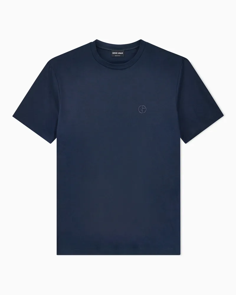 Giorgio Armani Regular Fit T-Shirt aus reinem Baumwollinterlock Blau