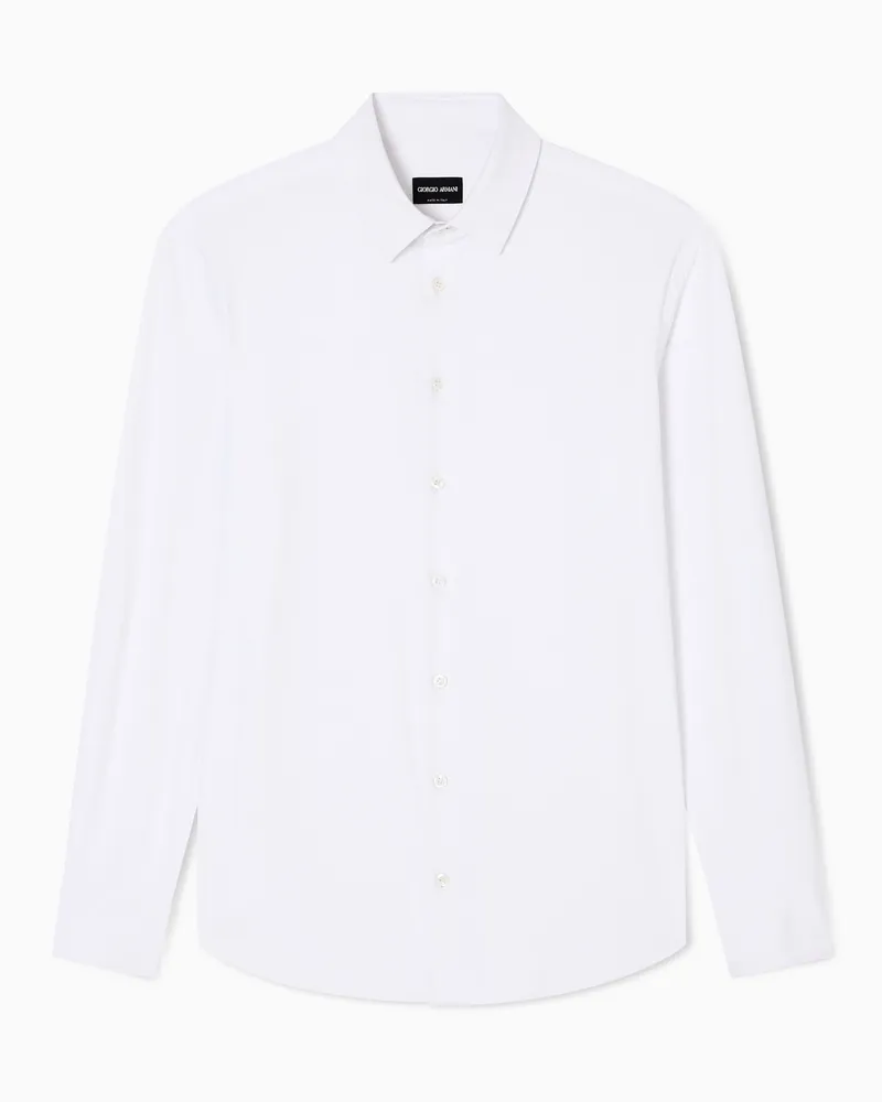 Giorgio Armani Hemd in Slim Fit aus Jersey in Mikrostruktur Weiß