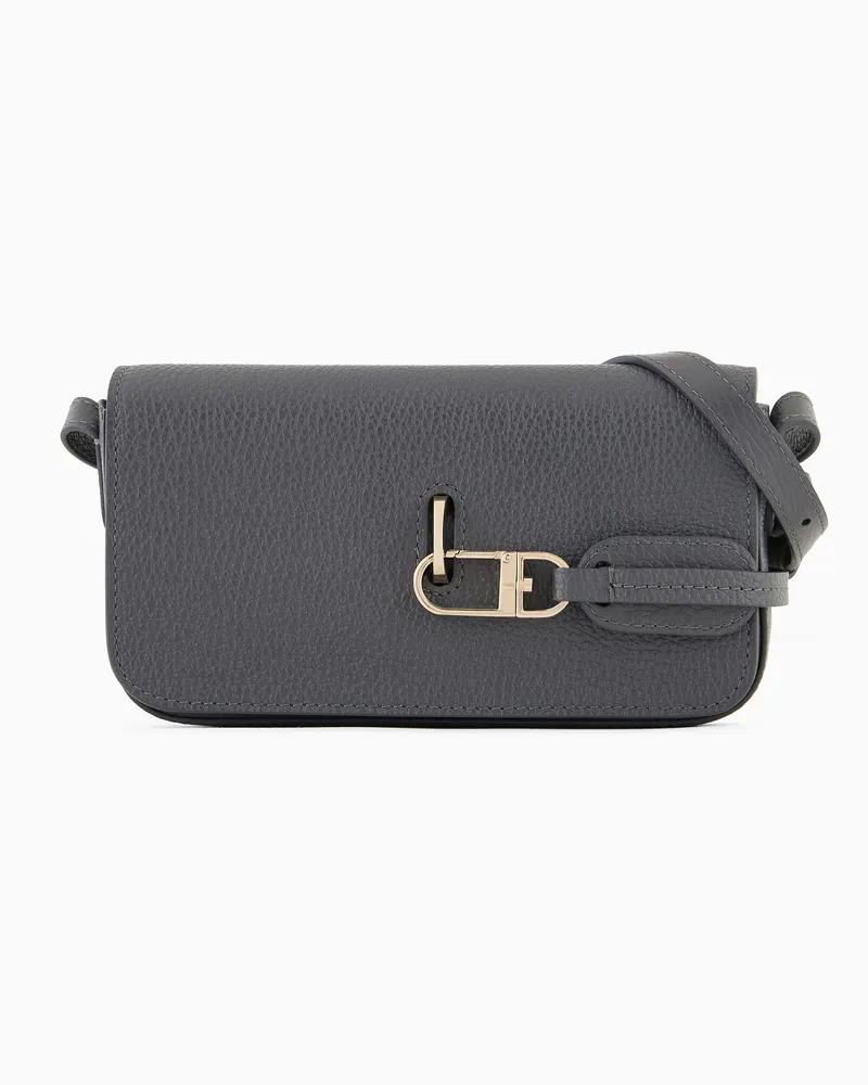 Giorgio Armani Mini-Umhängetasche aus vollnarbigem Leder Braun