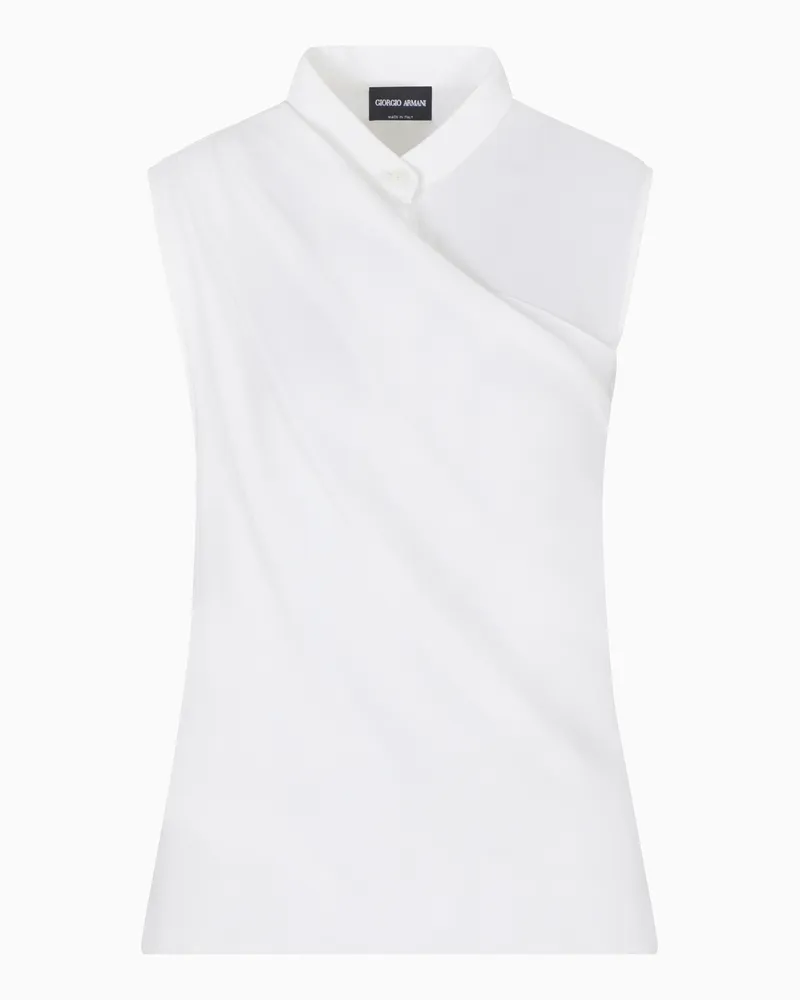 Giorgio Armani Drapiertes Top aus dreilagigem Seiden-Georgette Weiß