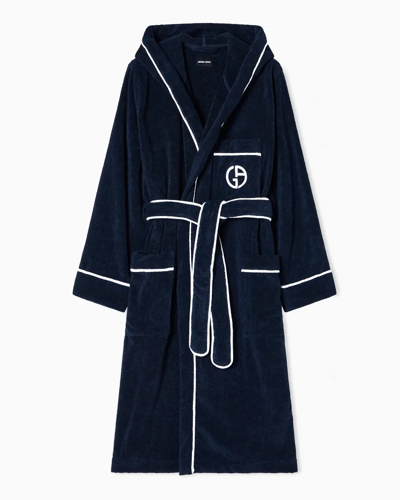 Giorgio Armani Bademantel aus Baumwollfrottee Marineblau