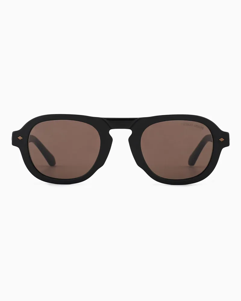 Giorgio Armani Sonnenbrille mit Pillow-Fassung für Herren Schwarz