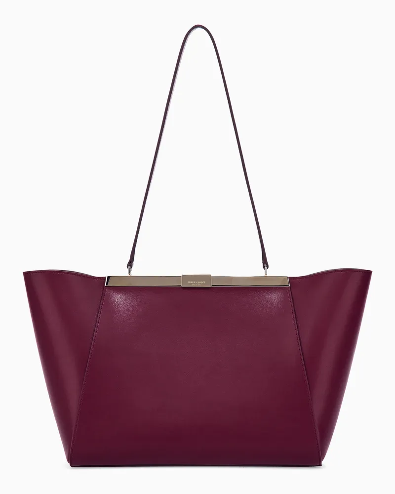 Giorgio Armani Schultertasche mit strukturierter Optik und schmalem Riemen Burgunderrot
