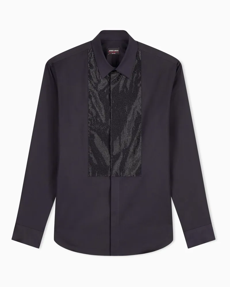 Giorgio Armani Giorgio's Satin-Hemd mit Strass-Detail Schwarz