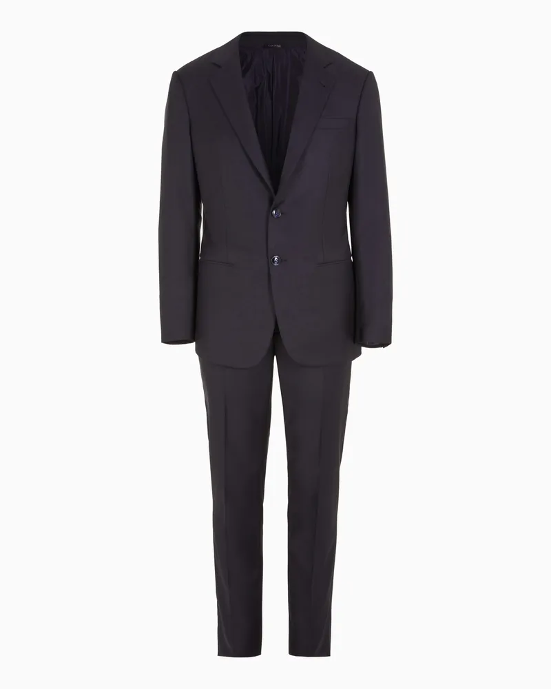 Giorgio Armani Einreihiger Anzug aus der Manhattan-Linie aus elastischer Schurwolle Marineblau