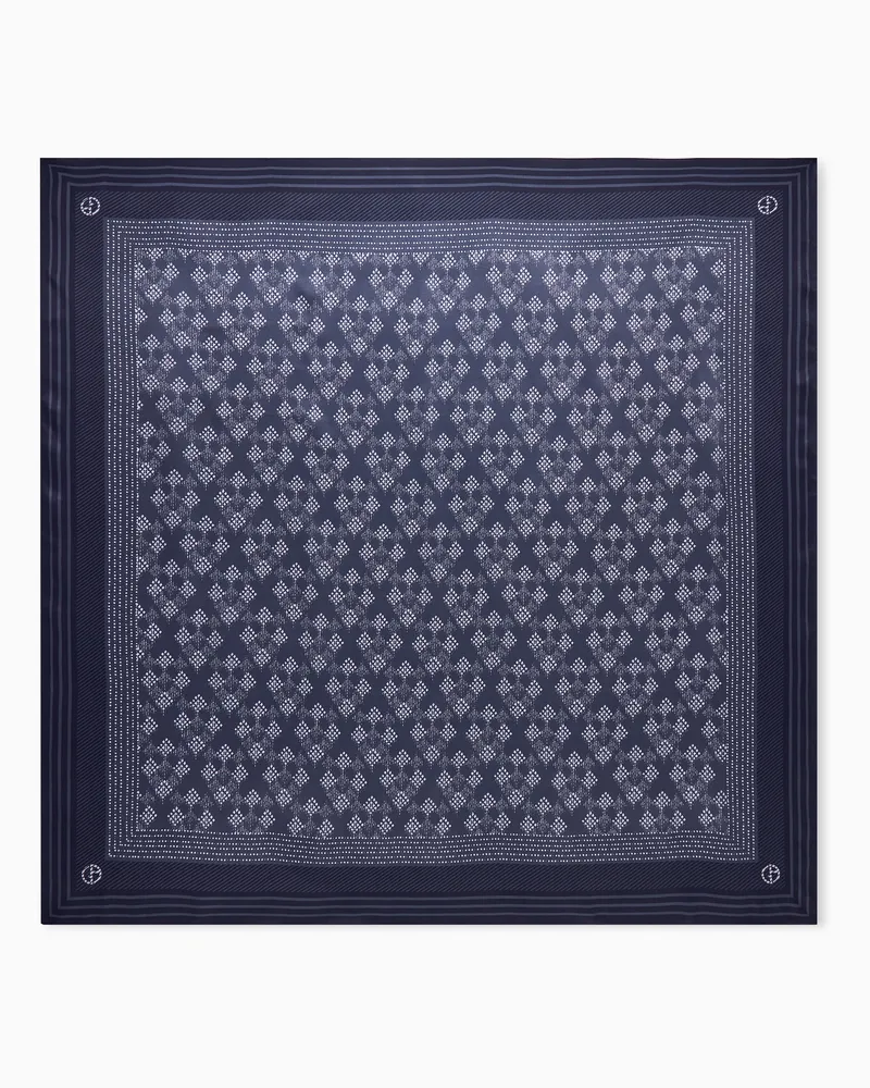 Giorgio Armani Seidentuch mit geometrischem Muster und Punkten Blau