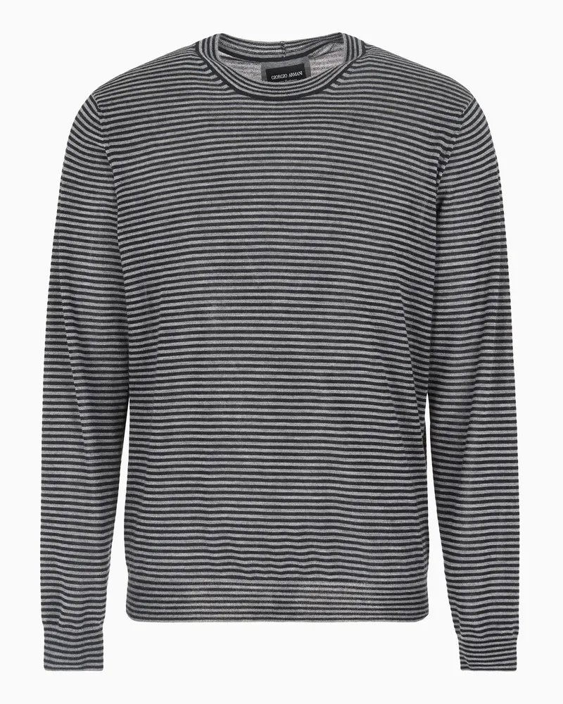 Giorgio Armani Rundhalspullover Icon aus Kaschmir mit Streifen Gemustert